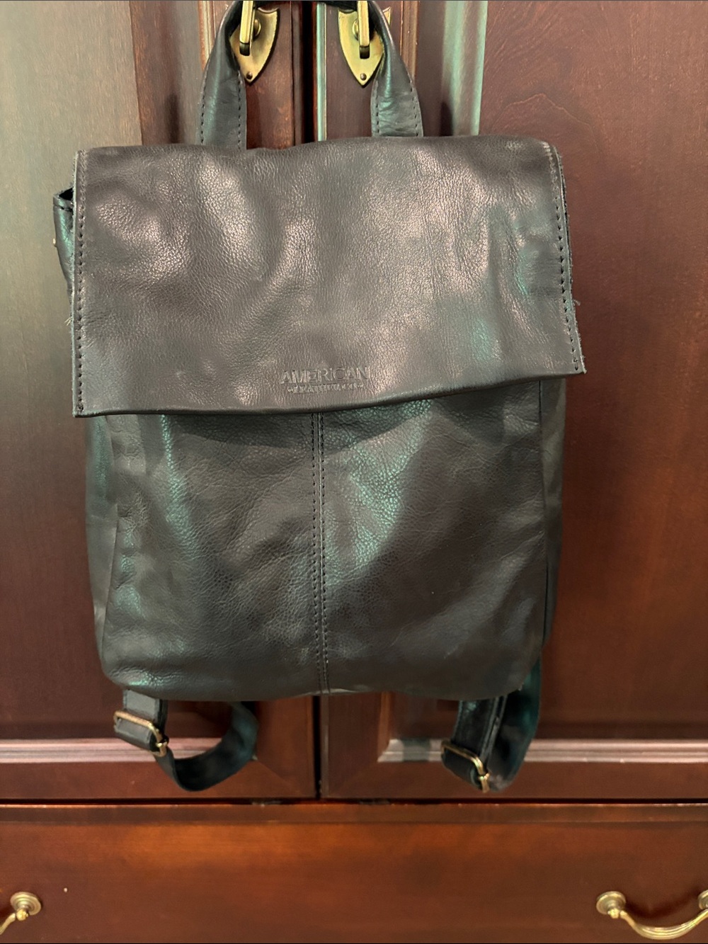 American Leather Company Black Leather Backpack